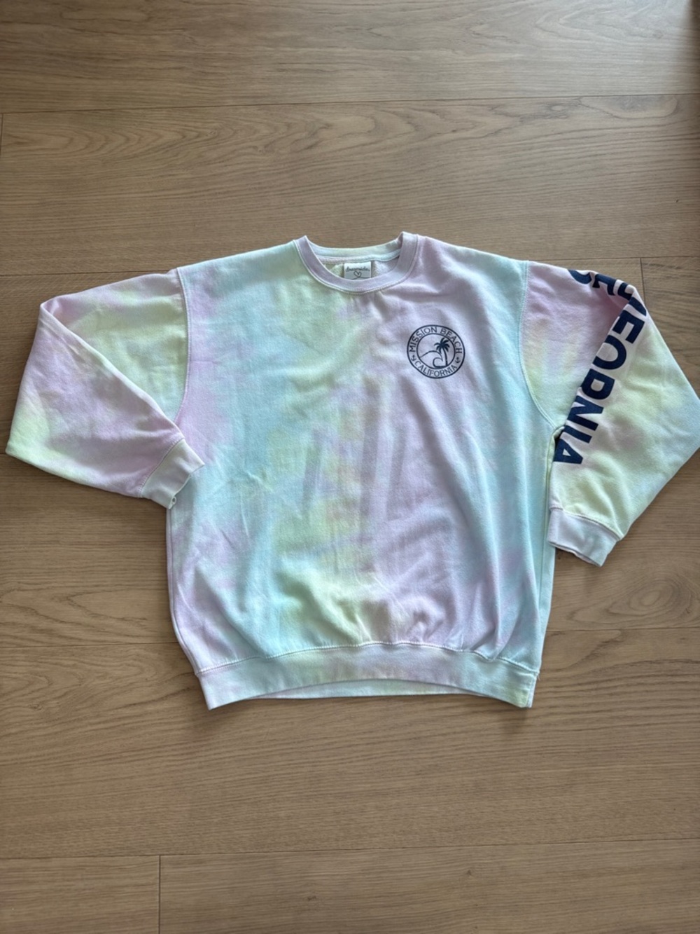 Pastel Tie-Dye Crewneck Mission Beach Sweatshirt XL
